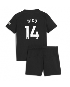 Billige Fotballdrakt Manchester City Nico Gonzalez #14 Replika Bortedraktsett Barn 2025-26 Kortermet (med bukser)